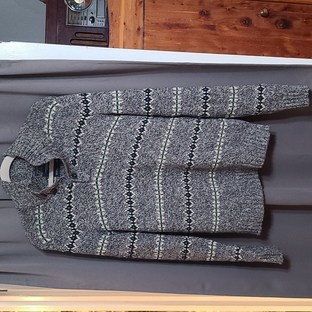 American Eagle Outfitters Mens Sweater Mock Turtleneck Buttons Navy Size XS EUC